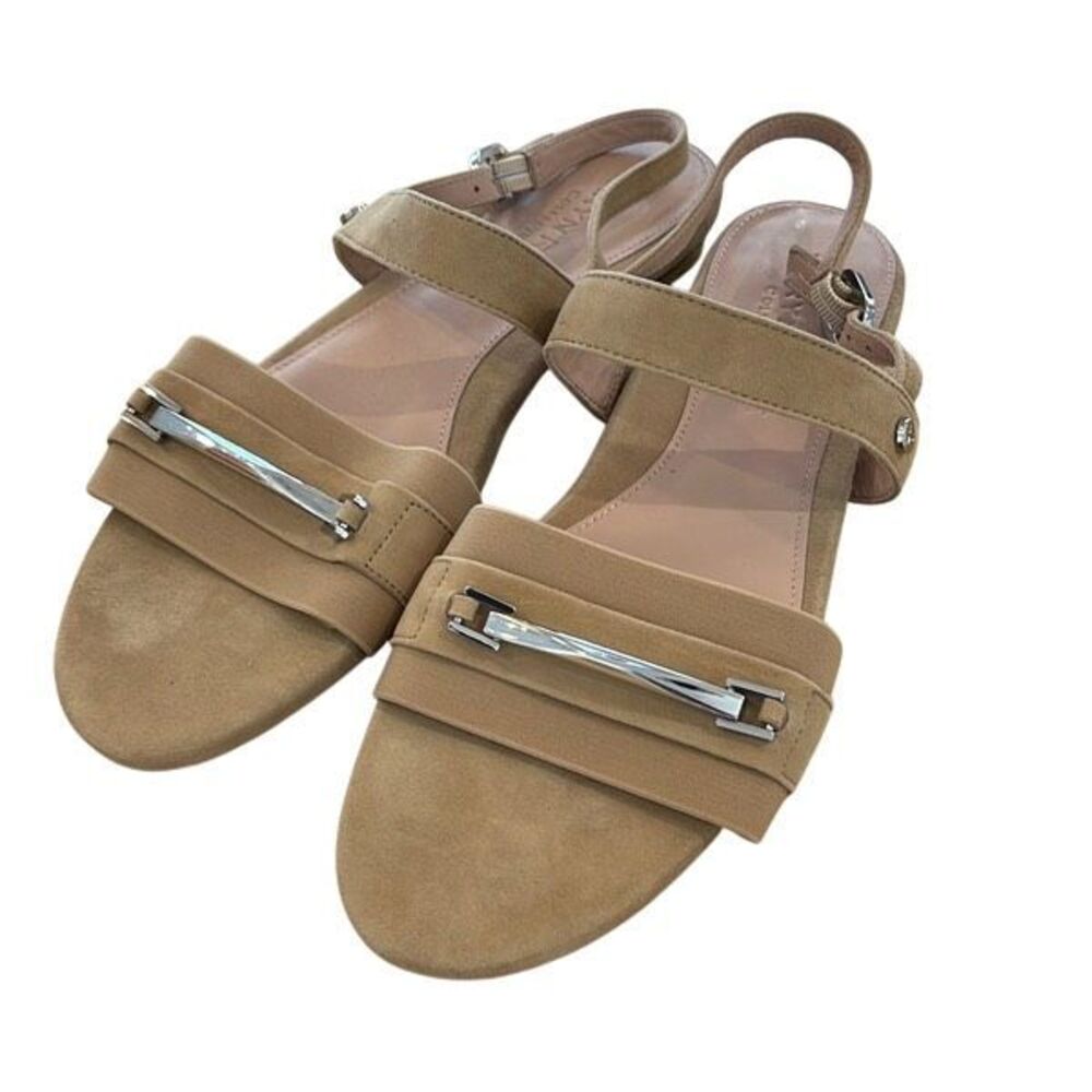Taryn Rose Women's Liliana Suede Leather Slingback Sandals Beige Size 9.5B